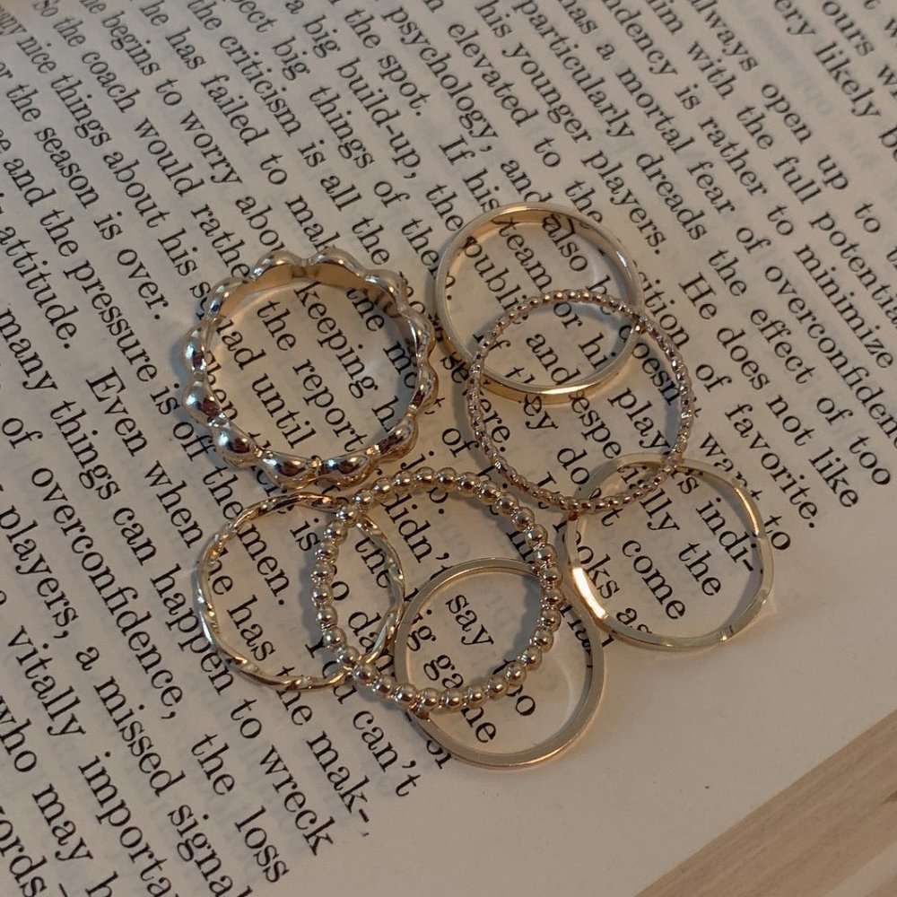 7pcs Minimal Gold Stacking Rings - Picture 5 of 6